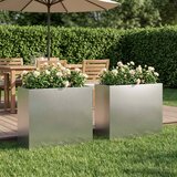  Vrtna saksija 2 kom. Srebrna 50 x 20 x 40 cm Nehrđajući čelik | shoptok.hr