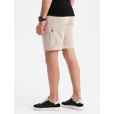 Ombre Men's loose-fit shorts with cargo pockets - cream | ePonuda.com