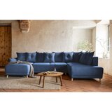 Miuform Tamno plava sklopiva kutna garnitura od samta (s desnim kutom/u obliku slova "U") Lazy Lukka – | shoptok.hr