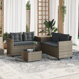 The Living Store Vrtni kavč z mizo in blazinami v obliki črke L siv poli ratan - Vrtni Kavč, (21471558) | Shoptok.si
