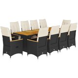 vidaXL 11-dijelni vrtni bistro set od poliratana s jastucima crni | shoptok.hr