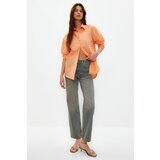 Trendyol Light Orange Single Pocket Boyfriend Woven Cotton Shirt Cene