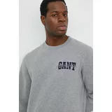 Gant Bombažen pulover moška, siva barva