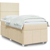 vidaXL Box spring postelja z vzmetnico krem 90x200 cm blago | Shoptok.si