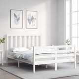 Maison Chic Posteljni okvir - Dvoposteljna postelja - Zakonska postelja brez vzmetnice bel 120x200 cm trdna borovina-J11241, (21770181) | Shoptok.si