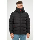 River Club Men's Black Lined Hooded Water And Windproof Inflatable Winter Coat