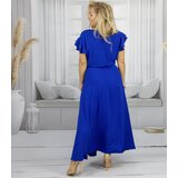 Pri Long dress tied at the waist with short sleeves with frill CELINA | shoptok.hr