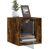 vidaXL Nočna omarica s steklenimi vrati 2 kosa dim. hrast 35x37x35 cm | Shoptok.si