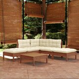 The Living Store Vrtna sedežna garnitura 6-delna z blazinami med. rjava borovina - Vrtna Sedežna Garnitura, (21423569) | Shoptok.si