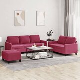 vidaXL 3-dijelni set sofa s jastucima crvena boja vina baršunasti Cene