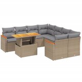 Maison Chic Seti vrtnega pohištva - Vrtna garnitura 9-delna z blazinami bež poli ratan, (21796018) | Shoptok.si