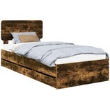 vidaXL Konstrukcija postelje s predalom Dimljeni oreh 90 x 190 cm, (5000113651) | Shoptok.si