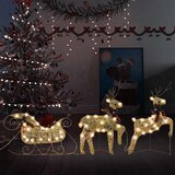  Božićni vanjski ukrasni sobovi i saonice 60 LED žarulja zlatni | shoptok.hr
