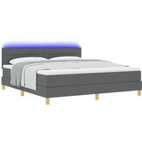 vidaXL Postelja z vzmetnico in LED temno siva 180x200 cm tkanina | Shoptok.si