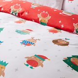 Catherine Lansfield Rdeča/bela podaljšana posteljnina za zakonsko posteljo 230x220 cm Party Robins – | Shoptok.si