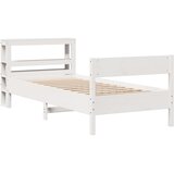 vidaXL Posteljni okvir z vzglavjem bel 90x200 cm trdna borovina, (21304171) | Shoptok.si