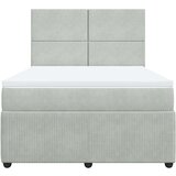 vidaXL Box spring postelja z vzmetnico svetlo siv 140x190 cm žamet | Shoptok.si