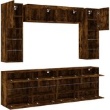  6-dijelni set zidnih TV ormarića LED boja dimljenog hrasta | shoptok.hr