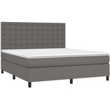  s oprugama i madracem sivi 160x200 cm od umjetne kože | shoptok.hr