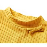 vidaXL Otroška majica z dolgimi rokavi rebrasta pletenina temno oker 104 | Shoptok.si
