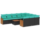 vidaXL 11-dijelni vrtni set s jastucima crni poliratan - Crna Sa stolom 1 | shoptok.hr