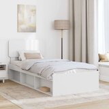  Konstrukcija postelje Bela 100 x 200 cm Masivno borovo les, (5000103039) | Shoptok.si