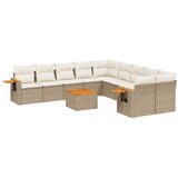 Maison Chic Seti vrtnega pohištva - Vrtna garnitura - Vrtni pohištvo set 11-delna z blazinami bež poli ratan, (21815137) | Shoptok.si