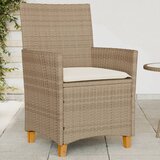 Maison Chic Vrtni stoli - Stol za vrt z blazinami 2 kosa bež poli ratan in trden les JS2106, (21877140) | Shoptok.si