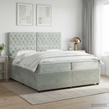  Boxspring krevet s madracem Svjetlosiva 200 x 200 cm Baršun Cijene