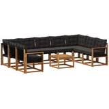 vidaXL Zunanja garnitura za sedenje z blazino 10 pcs Naravna in črna, (5000281756) | Shoptok.si