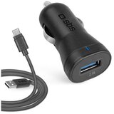 Sbs polnilec za avto 2100mAh + polnilni kabel usb-a na usb-c, 10 w, črn | Shoptok.si
