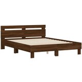 vidaXL Posteljni okvir z vzglavjem rjavi hrast 140x200 cm inž. les, (20978841) Cene