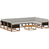  Set vanjskih sofa s jastukom 10 pcs Prirodna i svjetlosiva | shoptok.hr