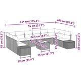 vidaXL 10-delni vrtnarski kavč z blazinami sivo poly rattan. | Shoptok.si