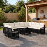  Sjedeća garnitura za vrt 11 kom. Crna i krem-bijela poliratan 100 x 55 x 73 cm | Shoptok.si