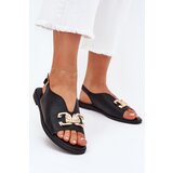 EVENTO Women's Flat Sandals With Golden Decoration Black Amelira | Shoptok.si