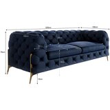 Ropez Temno modra žametna sedežna garnitura 225 cm Chelsea Bis – | Shoptok.si
