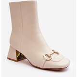 Kesi High-heeled ankle boots with embellishments, light beige Adinah Cene'.'