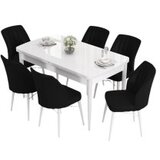 Hanah home set trpezarijski sto i 6 stolica eva white black | ePonuda.com