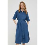 United Colors Of Benetton Lanena obleka mornarsko modra barva | Shoptok.si