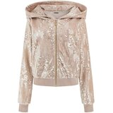 Guess Puloverji Sequins Full-Zip Hoodie Bež Cene