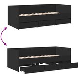  Dnevni krevet s ladicama bez madraca crni 75x190 cm | shoptok.hr