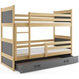 Rico drveni dječji krevet na kat s ladicom - bukva - sivi - 200*90cm | shoptok.hr