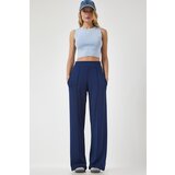  Women's Navy Blue High Waist Scuba Palazzo Trousers | shoptok.hr