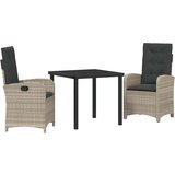 vidaXL 3-delni set vrtnarskega jedilnika s blazinami v svetlo sivi poli ratanu, (22087842) | Shoptok.si