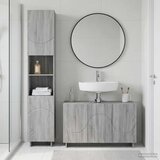  Set ormarića za kupaonicu 2 kom. Siva Sonoma Prerađeno drvo | shoptok.hr