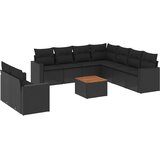  10-dijelni set vrtnih sofa s jastucima crni od poliratana Crna 66 x 62 x 69 cm | Shoptok.si