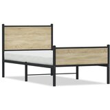 Maison Chic Kovinski Posteljni okvir - Dvoposteljna postelja - Zakonska postelja brez vzmetnice sonoma hrast 107x203 cm, (21694789) | Shoptok.si