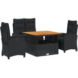  4-dijelni vrtni blagovaonski set od poliratana s jastucima crni | shoptok.hr