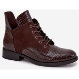 VINCEZA Patent Leather Women's Ankle Boots With Decorative Embossing Warm | Shoptok.si